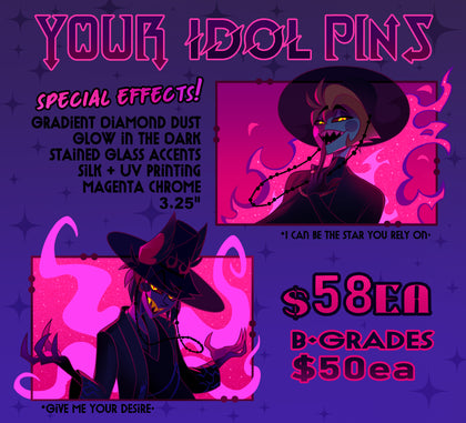 Your Idol Lucifer & Alastor Pins {IN-HANDS}
