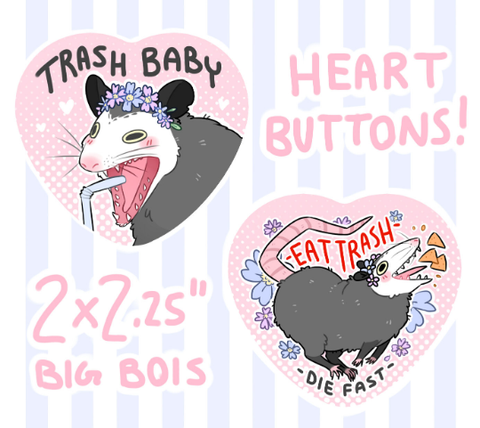 Opossum Heart Button SET