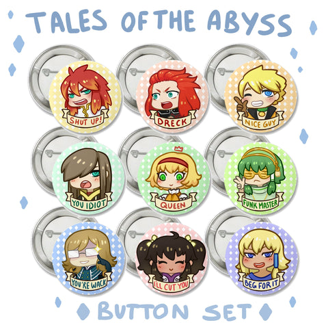 Tales of the Abyss Button Set (9)