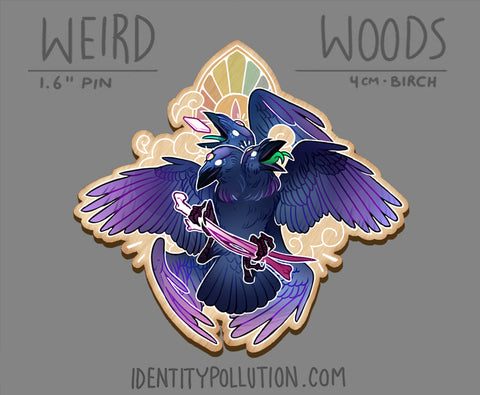 Cryptid Crow Birch Wood Pin